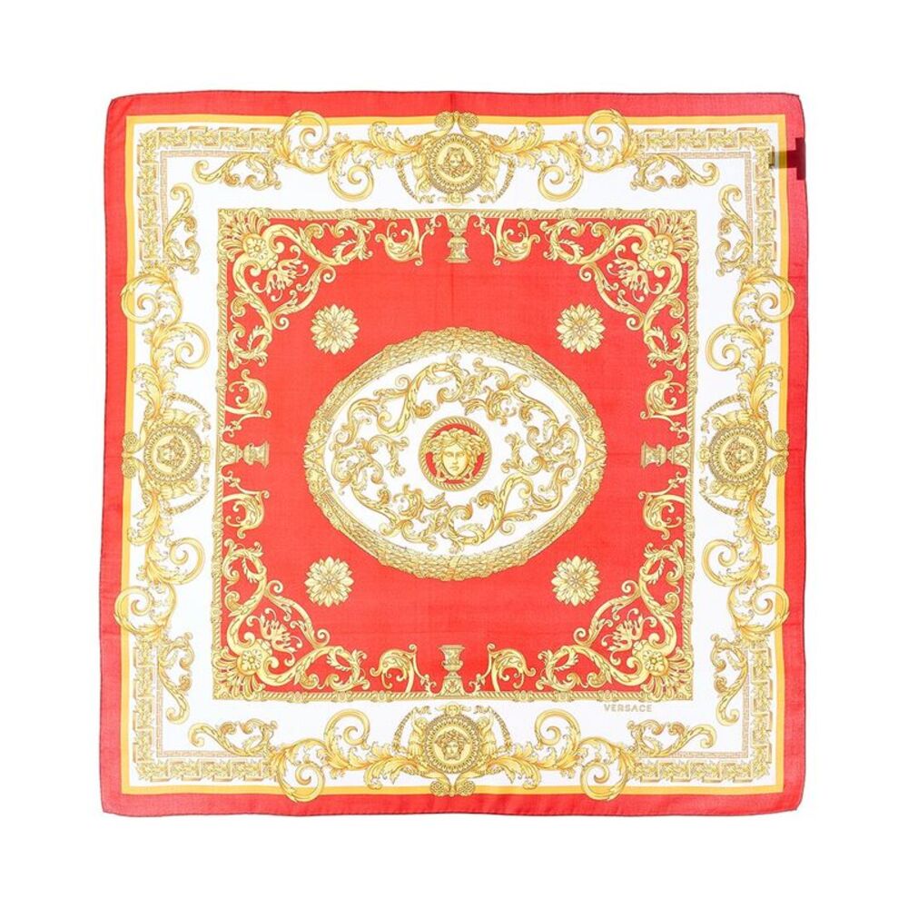 Versace Barocco Print Silk Scarf, Red